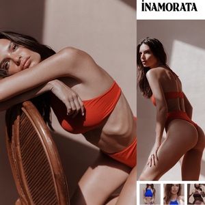Inamorata emrata red halter bikini top M NWT